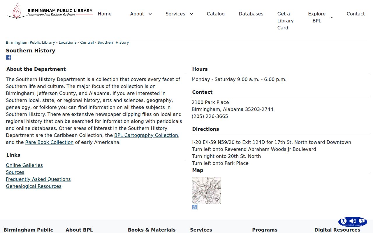 BPL Southern History Department for Vestavia Hills city directory and family research