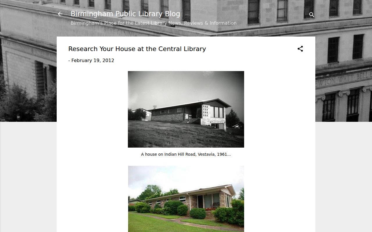 Vestavia Hills previous residents BPL house history guide