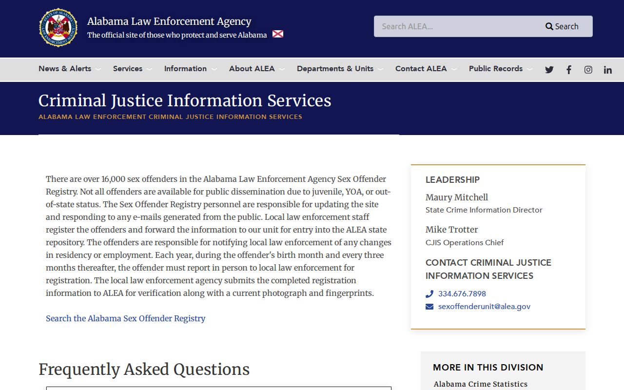 Vestavia Hills resident lookup with the ALEA offender registry
